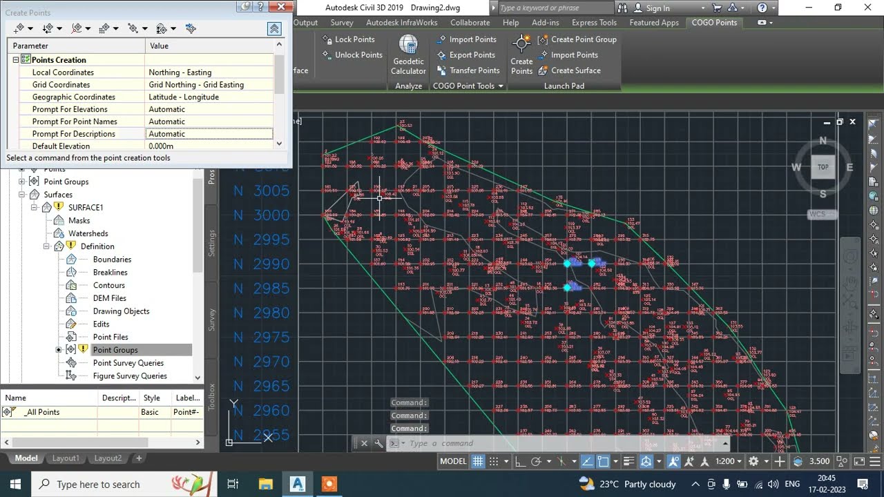 HOW TO DRAW GRID AND INTERPOLATE POINT ON GRID IN AUTOCAD