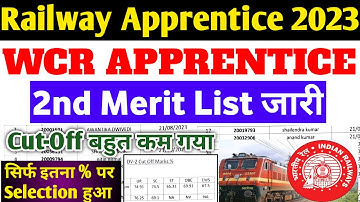 Railway Apprentice 2023 | WCR Railway Apprentice 2nd Merit List जारी हुआ, Cutoff देखिए, ITI Pass