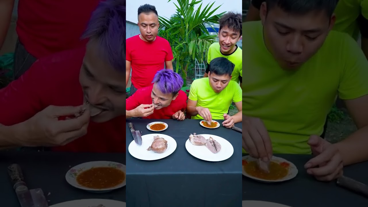 Hưng vlog official | Trò Chơi Thi Ăn Tim Heo Nhanh Nhất Cười Toác Mồm