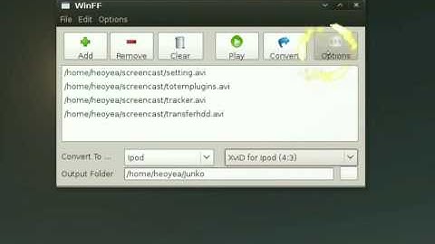 PSP Creative Zen Palm iPod DVD Blackberry Converter - WinFF - Ubuntu 8.10