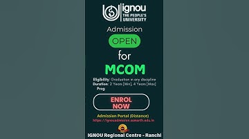 Admissions for MCOM Program #ignourcranchi #ignouadmission