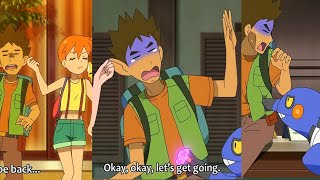 Brock got Dragged \& Stung by Misty and Croagunk 3 times in one Ep | Aim to be a Pokemon master ep 8