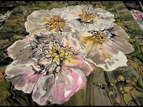 #136 Neutral tone Blooms, Combination of two techniques. Beautiful outcome of interference colors!