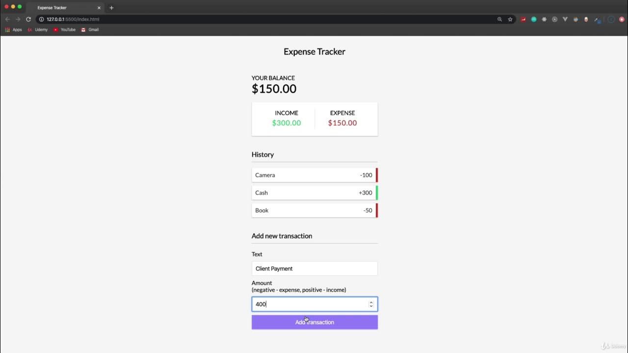 Expense Tracker using java-script ep 1 Project Intro - YouTube