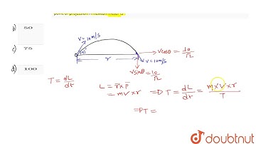 A particle of mass `1 kg` is projected with an initial velocity `10 ms^(-1)` at an angle of projecti
