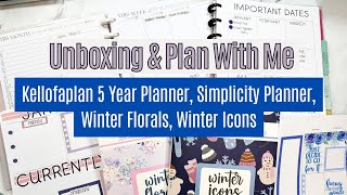 Unboxing & Plan With Me | Kellofaplan 5 Year & Simplicity Planners, Winter Florals, Winter Icons