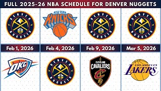 Full 2025-26 NBA Schedule For Denver Nuggets