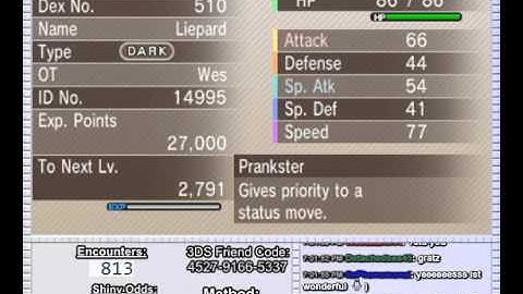 LIVE (XY): Shiny Liepard after 814 Random Encounters