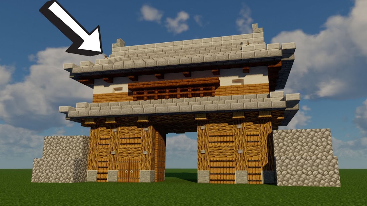 【マイクラ建築】かっこいいお城の門の作り方!【マイクラ和風】【マイクラ和風門】【ゆっくり実況】 - YouTube