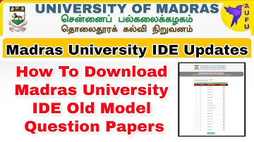 Madras University IDE Exams-How to Download Previous Year Model Question Papers👍