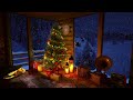 Ambiance de nol dans une cabane dhiver confortable avec chutes de neige et chemine