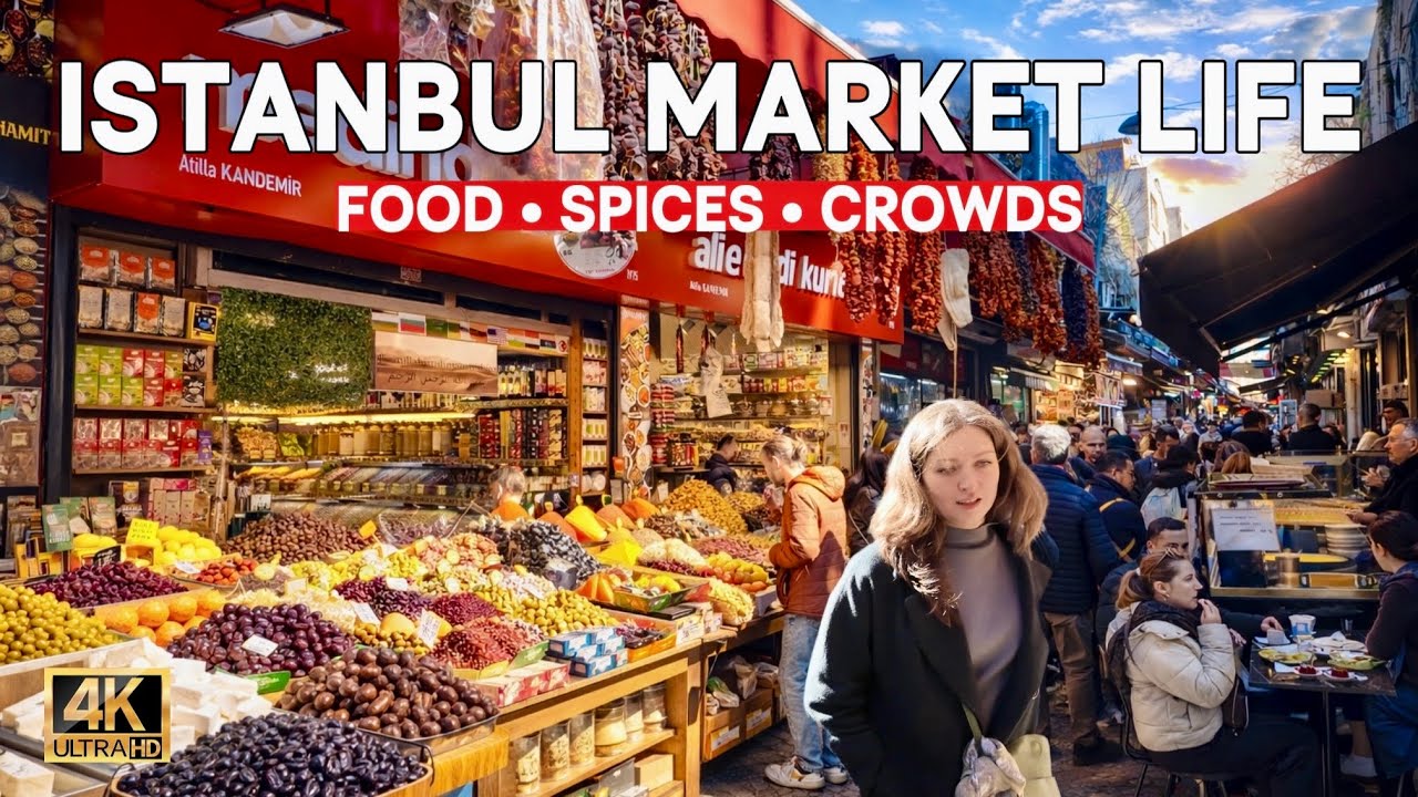 Пешеходная экскурсия по Стамбулу в формате 4K | Рынки Эминёню – толпы людей, уличная еда и магазины