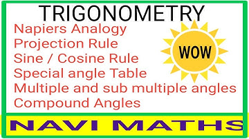Trigonometry All Formulas/Napier Analogy Formula/ Projection Rule/Sine Law And Cosine Law