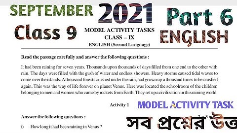 MODEL ACTIVITY TASK CLASS 9 ENGLISH PART 6 SEPTEMBER 2021