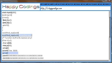 Program to find & replace any desired character from the input text c code example