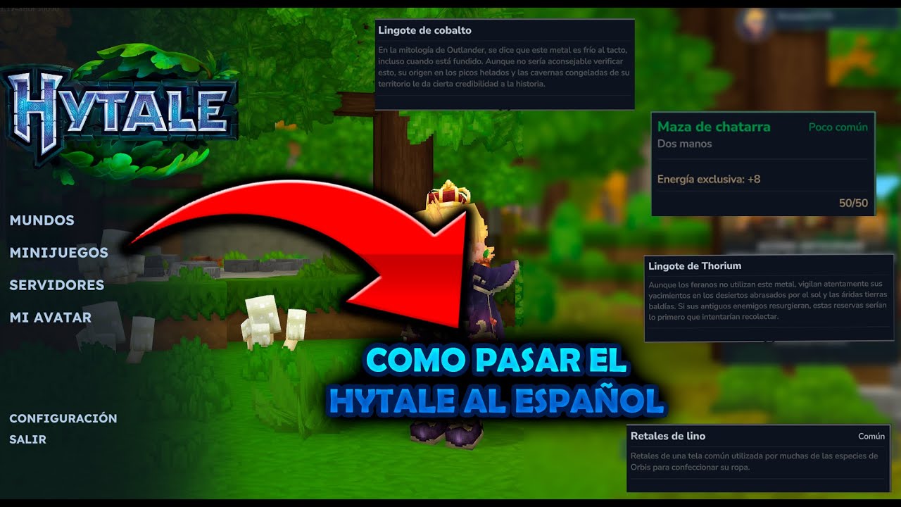 TUTORIAL DE COMO PASAR EL HYTALE A ESPAÑOL FACIL Y RAPIDO