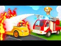 The yellow car needs help fire truck saves the day new episodes of helper cars cartoons for kids