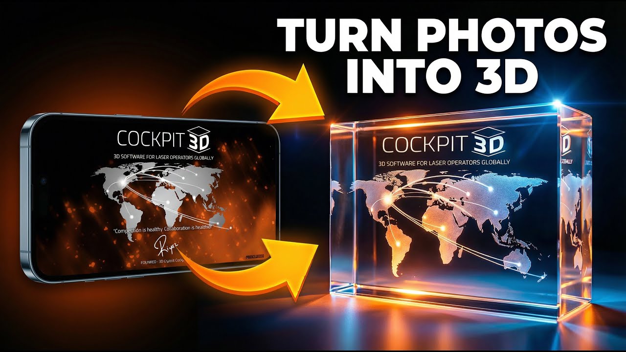 How to Turn Any 2D Photo Into 3D for UV & Green Beam 3D Laser box machines | Cockpit3D Workflow