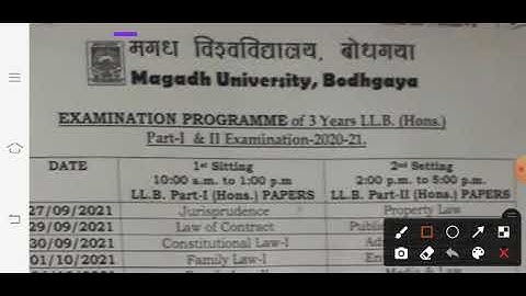 Magadh University Latest Update|Examination Program of 3 Years LLB (Hons)|Part-1& 2|Notice