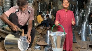 How Talented Craftsmen Make a Metal Bucket || How Galvanized Metal Sheet Buckets are Made