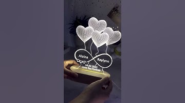 Personalized 3D Illusion Lamp Night With Names Engraved For Her Valentine