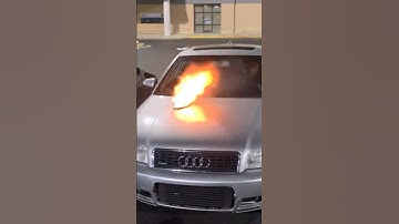 AUDI WITH HOOD EXIT SHOOTING INSANE FLAMES🔥🔥🔥#audi #flames #hoodexit #carflames