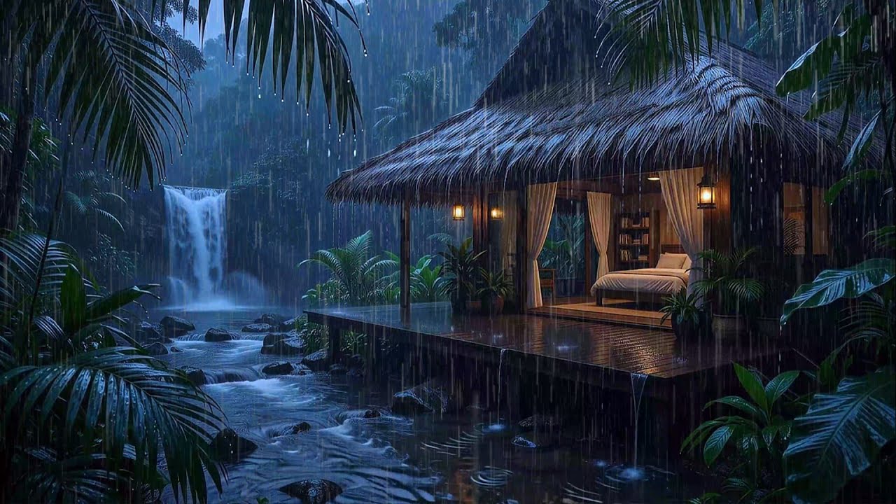 Night Rain in the Deep Forest 🌲 | Sleep Deeply with Heavy Rain Sounds And Thunderstorm