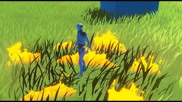Zelda-like Interactable Cuttable Burnable Stylized Grass Shader Demo Uploaded