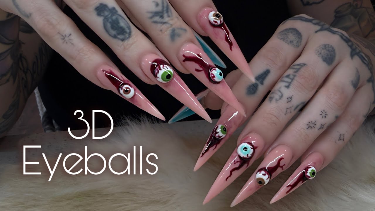 Watch Me Work: 3D Eyeballs | Acrylic Color Change | Halloween Nail Art Tutorial 
