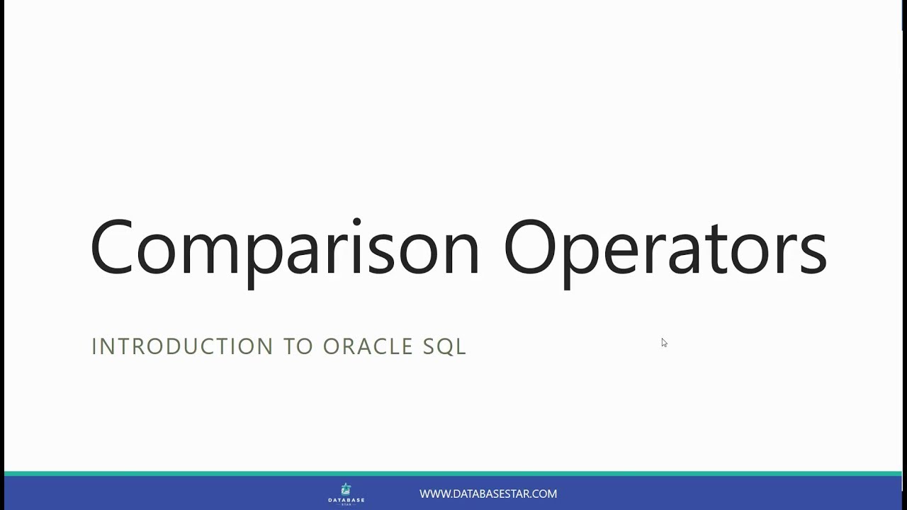 Comparison operators introduction to oracle sql youtube