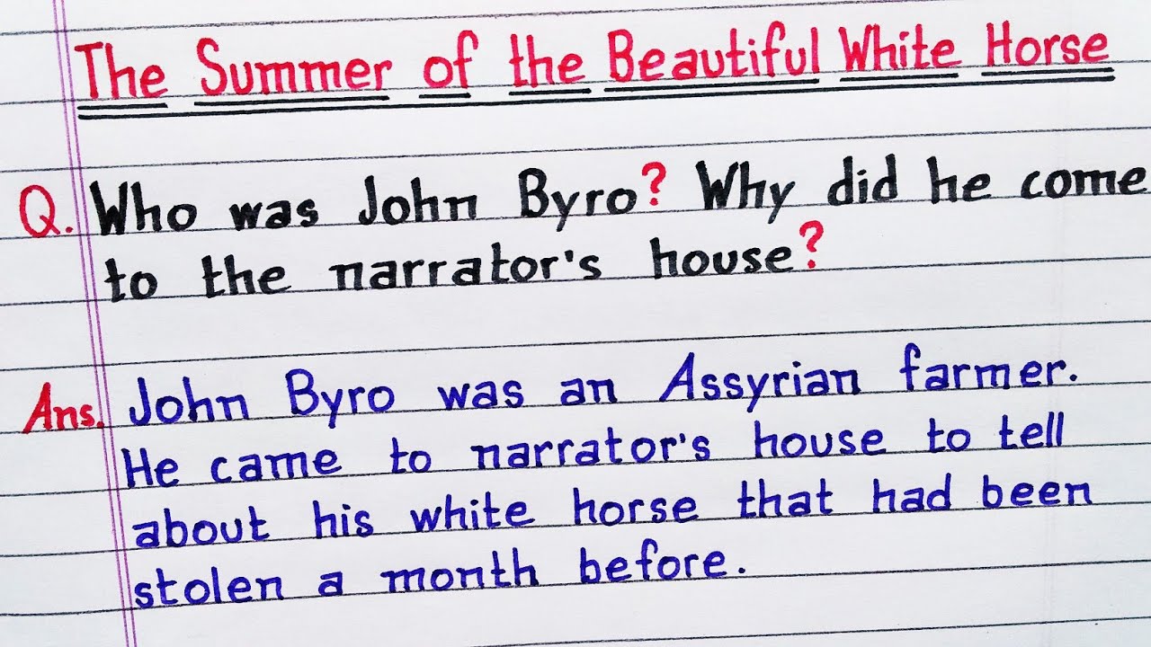 Notes On Summer of The Beautiful White Horse  PDF