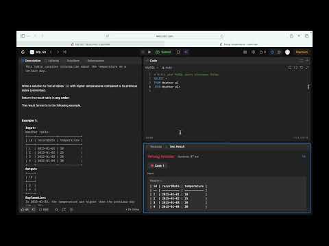 9. SQL LeetCode | Rising Temperature