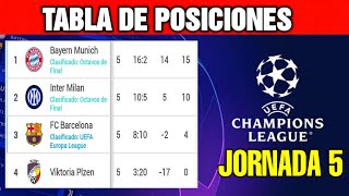 ✅️ TABLA DE POSICIONES JORNADA 5 CHAMPIONS LEAGUE 2022 /2023