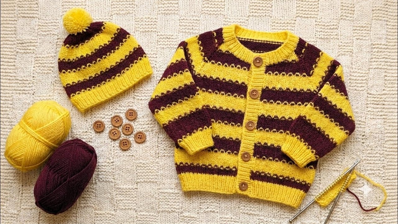 बहुत आसान और सुंदर दो रंग का स्वेटर डिज़ाइन 💛🤎 | Easy Two Colour ...