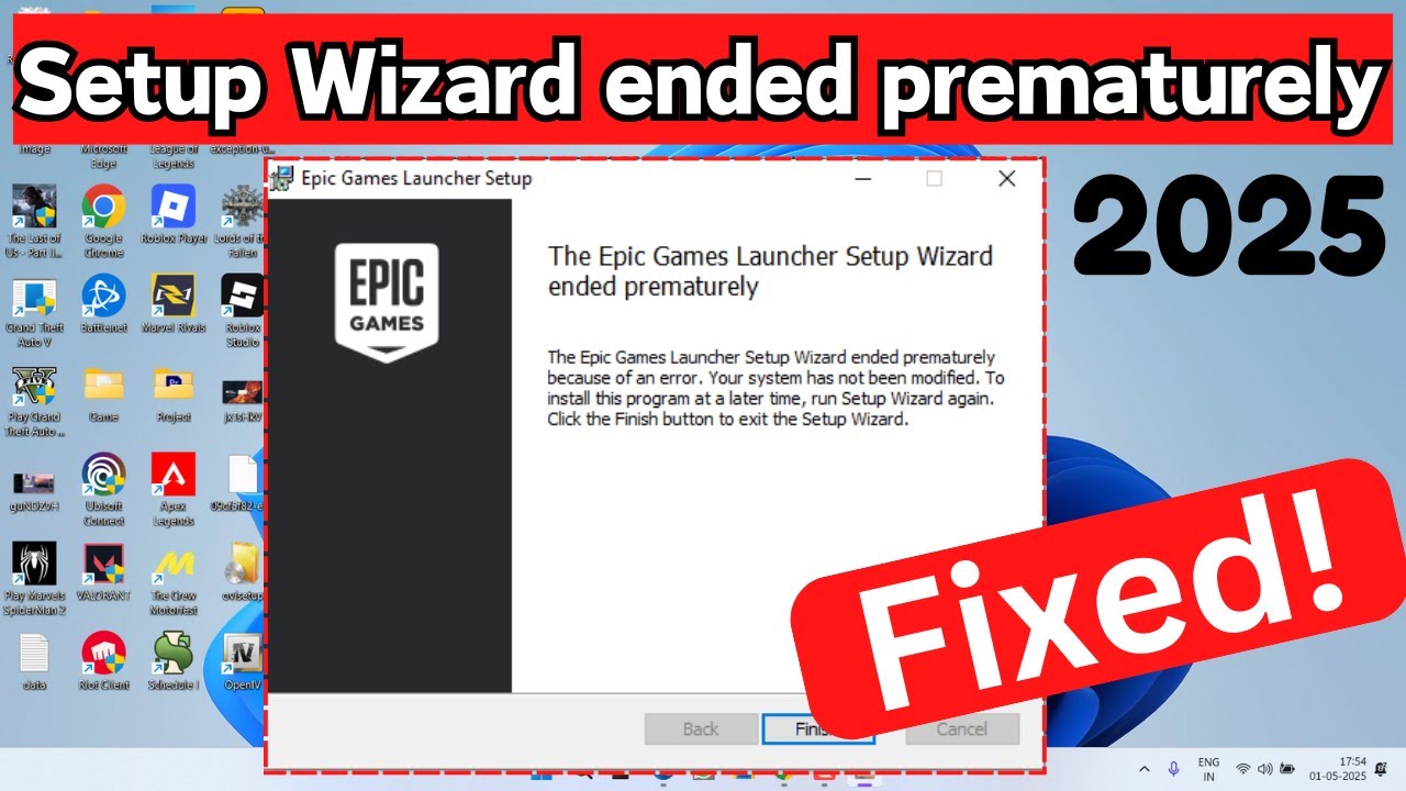 Epic games launcher setup wizard ended prematurely fix - YouTube