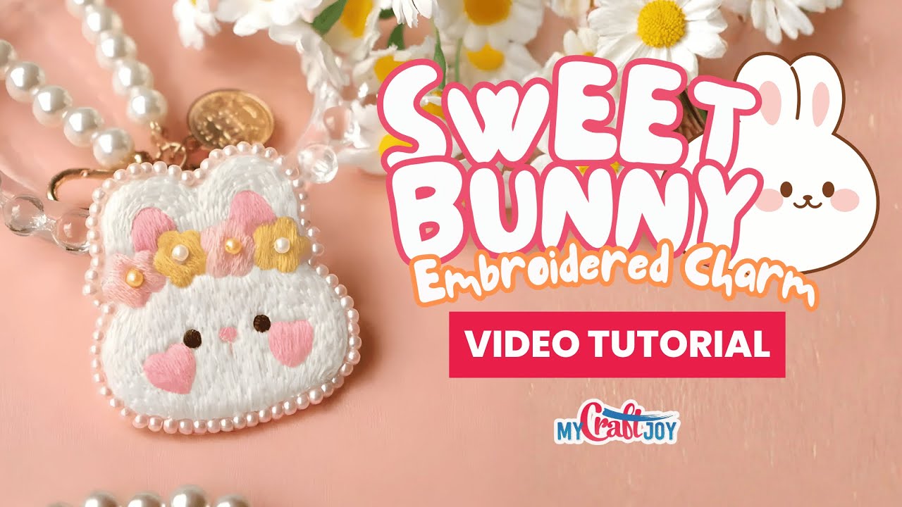 Вышитый брелок «Милый зайчик» — видеоурок от MyCraftJoy.