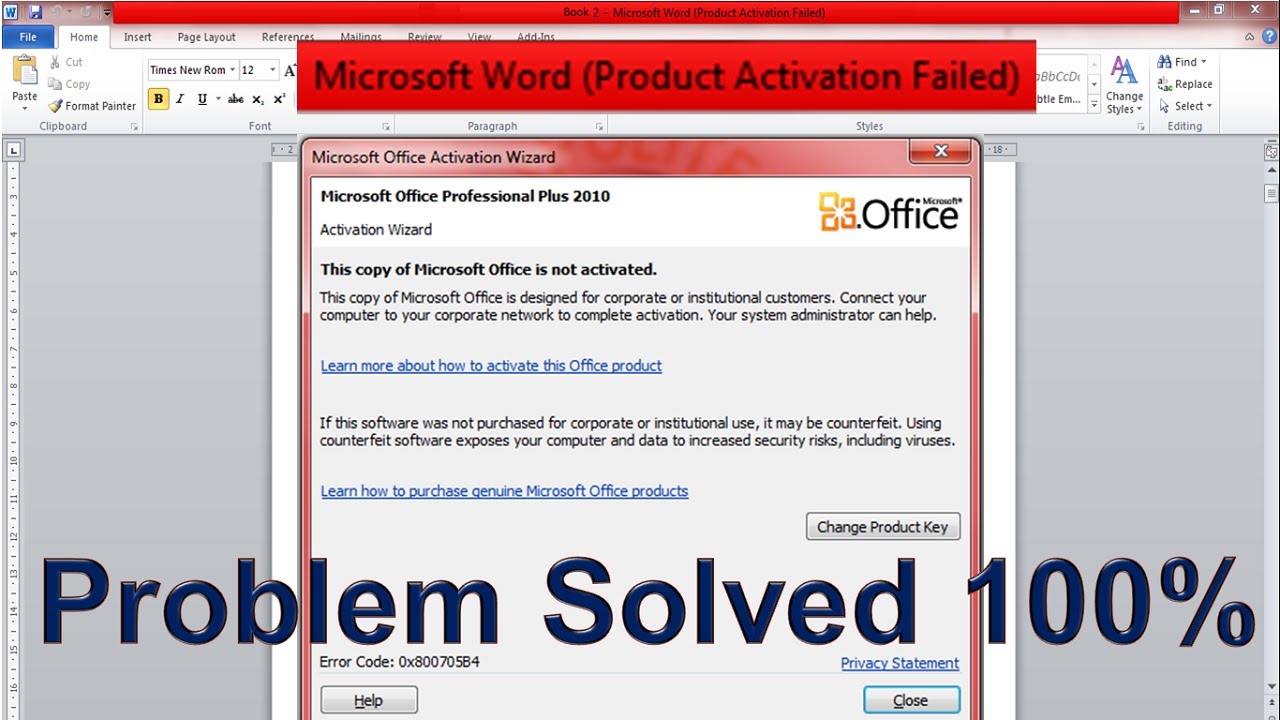 word Product Activation Failed 2019