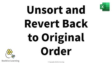 How to Unsort Your Data and Revert Back to Original Order in Excel