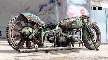 Restoration Heavy Soviet Motorcycle 1960s - Old Abandoned 650cc Opposite | 4-stroke engine