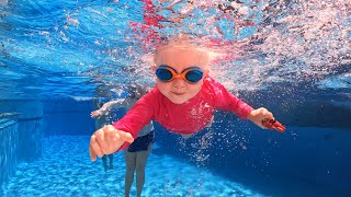 Brave Baby Swimming in the Deep