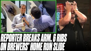 Pat McAfee Reacts To Reporter Breaking Arm & 6 Ribs On MLB Home Run Slide