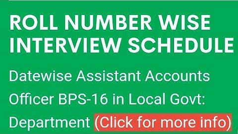 SPSC Announced Roll No wise Interview Schedule For Assistant Accounts Officer BPS-16 in Local Govt.