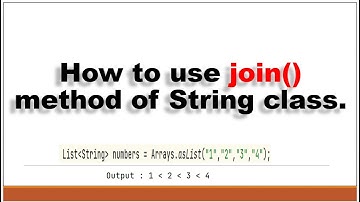 How to use join method of String class with example.