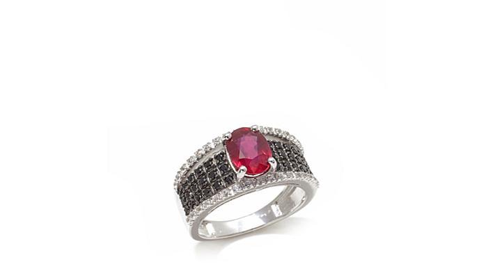 Colleen Lopez Ruby, White Zircon and Black Spinel Ring - YouTube