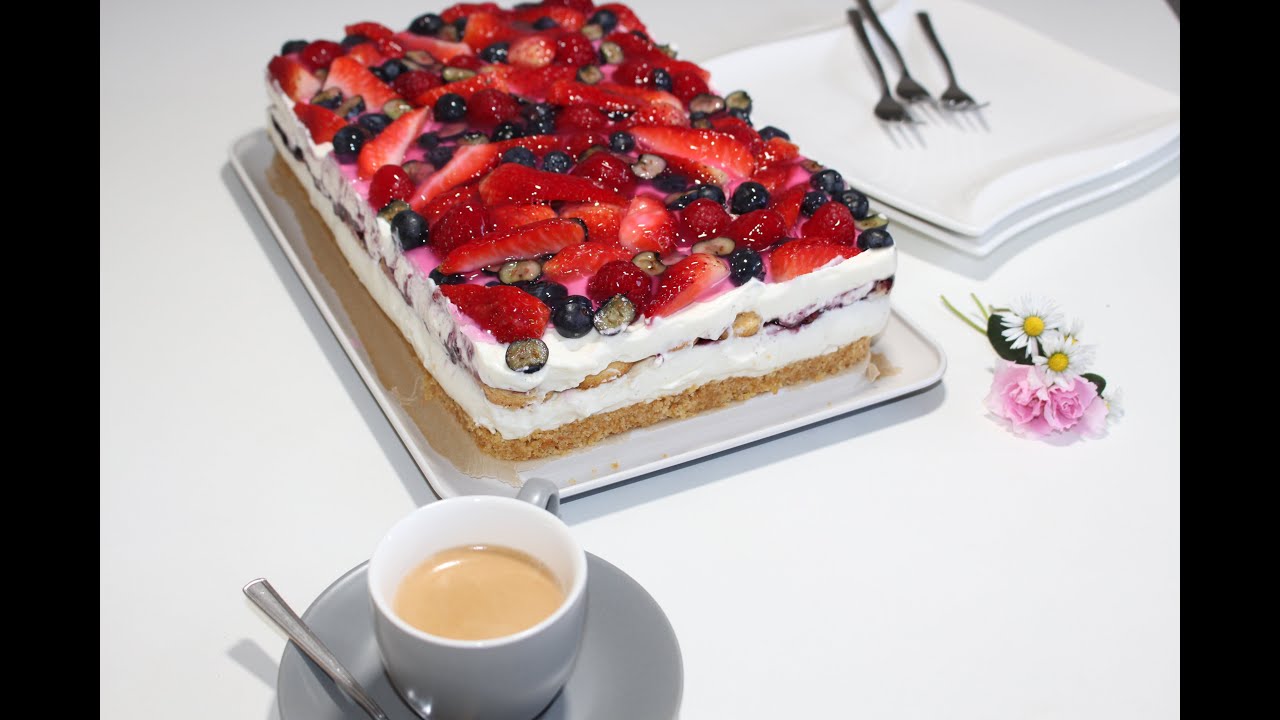 Obst Kuchen | Früchte Quark Kuchen ohne Backen mit Löffelbiskuit Rezept ... Obst Kuchen | Früchte Quark Kuchen ohne Backen mit Löffelbiskuit Rezept ...