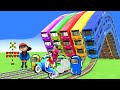 【踏切アニメ】あぶない電車【カンカン】電車 5 Train Climbing Pynamid 2025 🚦 Fumikiri 3D Train Railroad Crossing Animation