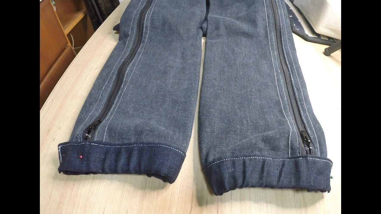 Моделирование: из классических Джинс, шьем  Мото-джинсы под наколенники. 5 часть.