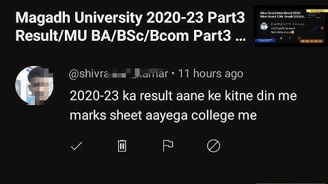 Magadh University 2020-23 ka Result ke kitne din me Marksheet aayega Reply Live देखे MU Update News