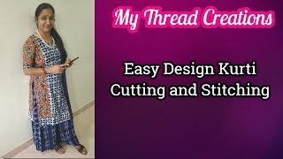 Easy Design Kurti Cutting and Stitching #DIY #kurticutting # kameezcutting at home step by step
