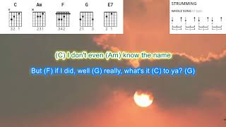 Video thumbnail of "Leonard Cohen Hallelujah play along with scrolling guitar chords and lyrics"
